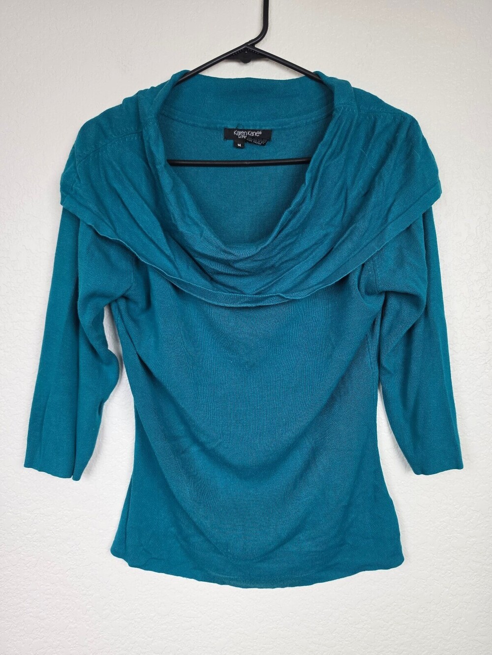 Karen Kane Lifestyle Teal Rayon Spandex Sweater Medium